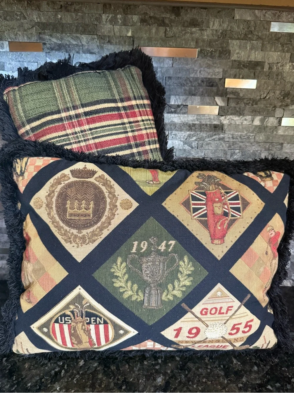 Ralph Lauren Decor Inspired Golf/plaid Pillow Pair